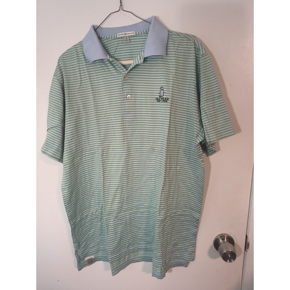 Peter Millar Crowne Polo Shirt Old Head Golf Links Logo Green Shirt Sleeve M